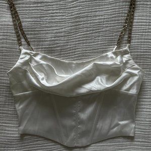 White Silk Corset Crop Top